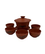 Terracotta Tea Set With Lid &amp; 6 Cups Dragon Pattern Design Handmade Trad... - $45.86 CAD