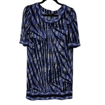 BCBGMaxazria Women Ania Blue Jersey Knit Patterned Half Sleeve Dress Siz... - £28.44 GBP