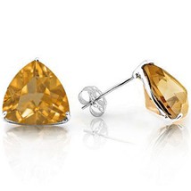 6MM Trillion Cut Citrine 1.85CTW Stud Earrings in Sterling Silver - $37.00
