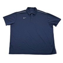 Nike Dri Fit Waffle Golf Polo Mens 2XL Blue Short Sleeve White Accents  - £15.13 GBP