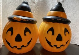 2 Vintage Empire Jack O Lantern Blow Mold Halloween Pumpkins 8” No Cords - £9.10 GBP