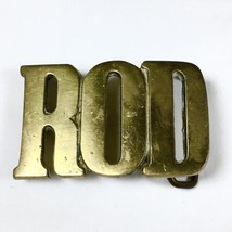 Vintage Belt Buckle ROD Mans Name Cut Spelled Out 3&quot; X 1.7&quot; Brass - £22.82 GBP