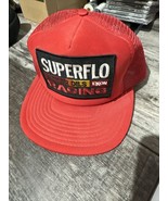 Vintage Superflo Motor Oils Exxon Racing Cap Hat Mesh Trucker Adj Snap Red - £14.98 GBP