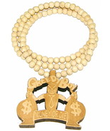 Greedy Boy Necklace New Pendant With 36 Inch Long Natural Wood Bead Chain - $15.37