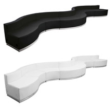 Black White Leather* 8 Pc Concave Convex Reception Sectional Office Hote... - £3,518.25 GBP