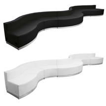 Black White Leather* 8 Pc Concave Convex Reception Sectional Office Hotel Mall - £3,584.09 GBP