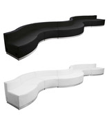 Black White Leather* 8 Pc Concave Convex Reception Sectional Office Hote... - $8,149.94 CAD