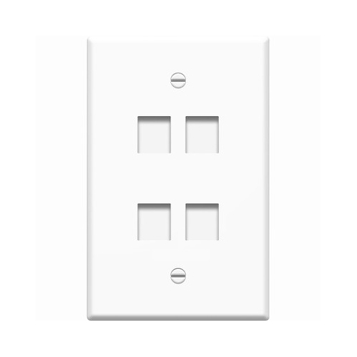 4xem 4XFP04KYWH 4PORT WHITE KEYSTONE WALL PLATE CAT5 CAT6 HDMI USB DISPL... - $18.95