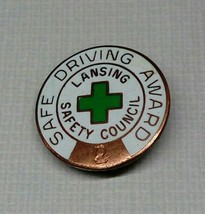 1950&#39;s SAFE DRIVING AWARD LANSING SAFETY COUNCIL 2 YEARS ENAMEL PIN GREE... - £27.68 GBP