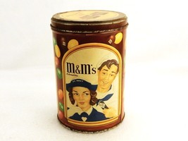 M&amp;Ms Metal Canister, 50th Anniversary, Vintage Graphics, Scratch &amp; Dent Sale - £7.65 GBP