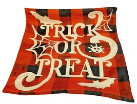 Trick or Treat Halloween Pillow Case Zip for 17 in Square Pillow Bats Webs - £9.20 GBP