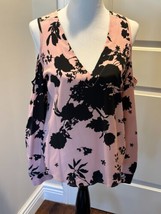NWOT KARINA GRIMALDI Pink and Black Silk Long Sleeve Blouse SZ L - £38.14 GBP