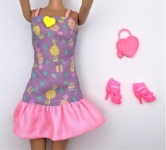 Mattel Barbie 1994 Sweet 'N Pretty Cool Peppermint dress With Pink Purse/Shoes - $11.00