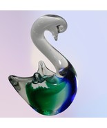 Vintage Murano Glass Bird Swan Hand Blowed Colorful Green Blue and Clear - $516.87 MXN