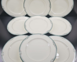 (9) Noritake Lyndenwood Dinner Plates Set Vintage Floral Green Silver Ja... - $145.40