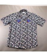 Just Junkies Mens Button Up Shirt Floral Pattern with Bird Patches OOAK - £19.58 GBP