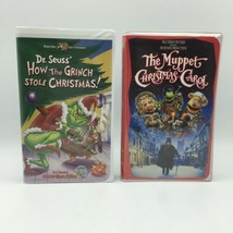 Dr Seuss How The Grinch Stole Christmas &amp; The Muppets Christmas Carol VHS TAPES - £6.27 GBP