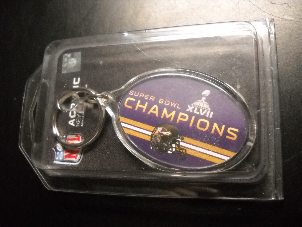 WinCraft Sports Key Chain 2008 Superbowl 47 Baltimore Ravens Acrylic Sealed - $7.99