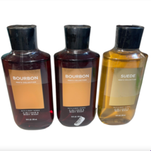 Bath &amp; Body Works BOURBON Men 3-in-1 Hair Face Body Wash 10 Oz &amp; Suede Lot of 3 - £23.71 GBP