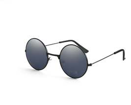 Black Unisex Lens Round Teashades Circle Sunglasses - £11.93 GBP