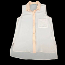 Zoe &amp; Sam Womens Button Front Shirt Orange Sleeveless Collar Pocket 100%... - £23.72 GBP