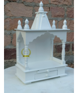 Wooden Temple Mandir White Finished Handcrafted mandir Pooja Ghar Mandap - $261.36+