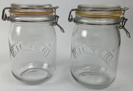 2 x Embossed Kilner  Square Glass Hinged  Canning  Candy Jar Canister Mason Like - £18.76 GBP
