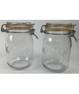 2 x Embossed Kilner  Square Glass Hinged  Canning  Candy Jar Canister Ma... - £18.80 GBP