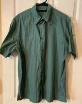 Via Eruopa  Short Sleeve Green Stripe Button Down Shirt Men&#39;s Size Large - $12.18