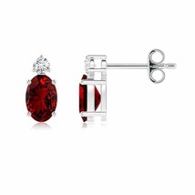 Authenticity Guarantee 
ANGARA Lab-Grown Ruby Stud Earrings with Diamond in 9... - £423.09 GBP