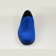 Mens Santino Luciano Shoes Soft Velvet Slip on Loafer Formal C351 Royal Blue image 3