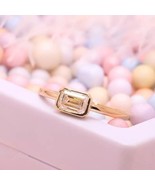 4 KT Buona Smeraldo Taglio Bianco Zaffiro Gemma 14K Anello Placcato Oro ... - $113.42 CAD