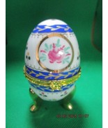 EGG TRINKET BOX FABERGE INSPIRED STYLE 4&quot; TALL FOOTED GARLAND BOUQUET [F... - $47.52 CAD