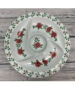 Melamine Christmas 4 Compartment Platter Snack Tray Poinsettias &amp; Holly 15” - $430.07 MXN