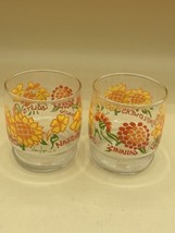Vintage 1970&#39;s Nancy Lynn Sunflower Glasses Anchor Hocking Short Juice L... - £14.19 GBP