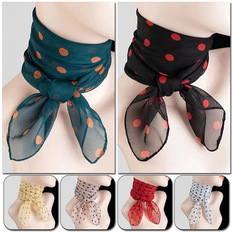 Polka Dot Square Chiffon Neck Head Scarf Women&#39;s Scarves Wrap Soft Stole... - £10.21 GBP