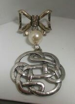 Silver-tone Rhinestone Faux Pearl Pendant / Scarf Holder - $13.85