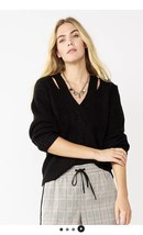 NWT-Women&#39;s Nine West Twist-Front Cutout Sweater in Mineral Black-Sz XS - £14.94 GBP