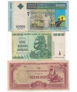 Zimbabwe, Madagascar, Japan, Lot of 3, All Different Banknotes, Rare Col... - $13.44
