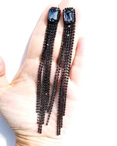 Black Chandelier Earrings, Rhinestone Gothic Drop Earrings, Dangle Austrian Crys - £33.48 GBP