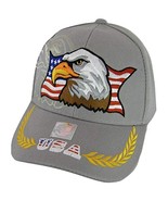 Men&#39;s Patriotic Large Eagle USA Adjustable Baseball Cap (Gray) - £11.95 GBP