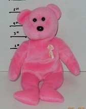 Vintage TY AWARE Bear Beanie Baby plush toy Pink Breast Cancer Awareness - $9.60