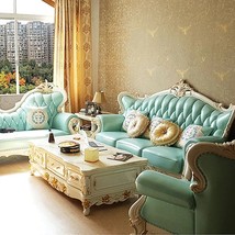 European Genuine Leather Sofa 123 Combination Living Room Luxury Solid Wood Carv - £5,249.60 GBP+