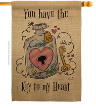Key Of My Heart House Flag Valentine 28 X40 Double-Sided Banner - £29.07 GBP