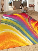 Rugshop Modern Contemporary Waves Non-Slip (Non-Skid) Area Rug 5 X 7 (5&#39; 3&quot; X 7&#39; - £60.04 GBP