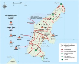 The Battle of Saipan - US Japan - Pacific Campaign WWII Map Operation Fo... - £10.38 GBP+