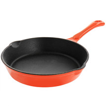 MegaChef Enameled Round 8 Inch PreSeasoned Cast Iron Frying Pan in Orange - $1,135.91 MXN