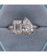 Me &amp; You Ring Lab Grown 3.00 Ct Total E/VVS2 IGI CERTIFIED Pear + Emeral... - $44,928.20 MXN