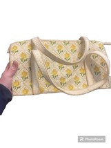 Vintage 1960’s Ladies Off White With Yellow Roses Lattice Handwoven Purse - £29.34 GBP
