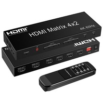 4X2 Hdmi Matrix, 4K@60Hz 4 In 2 Out Hdmi Switch Splitter With Ir Remote,... - £72.45 GBP